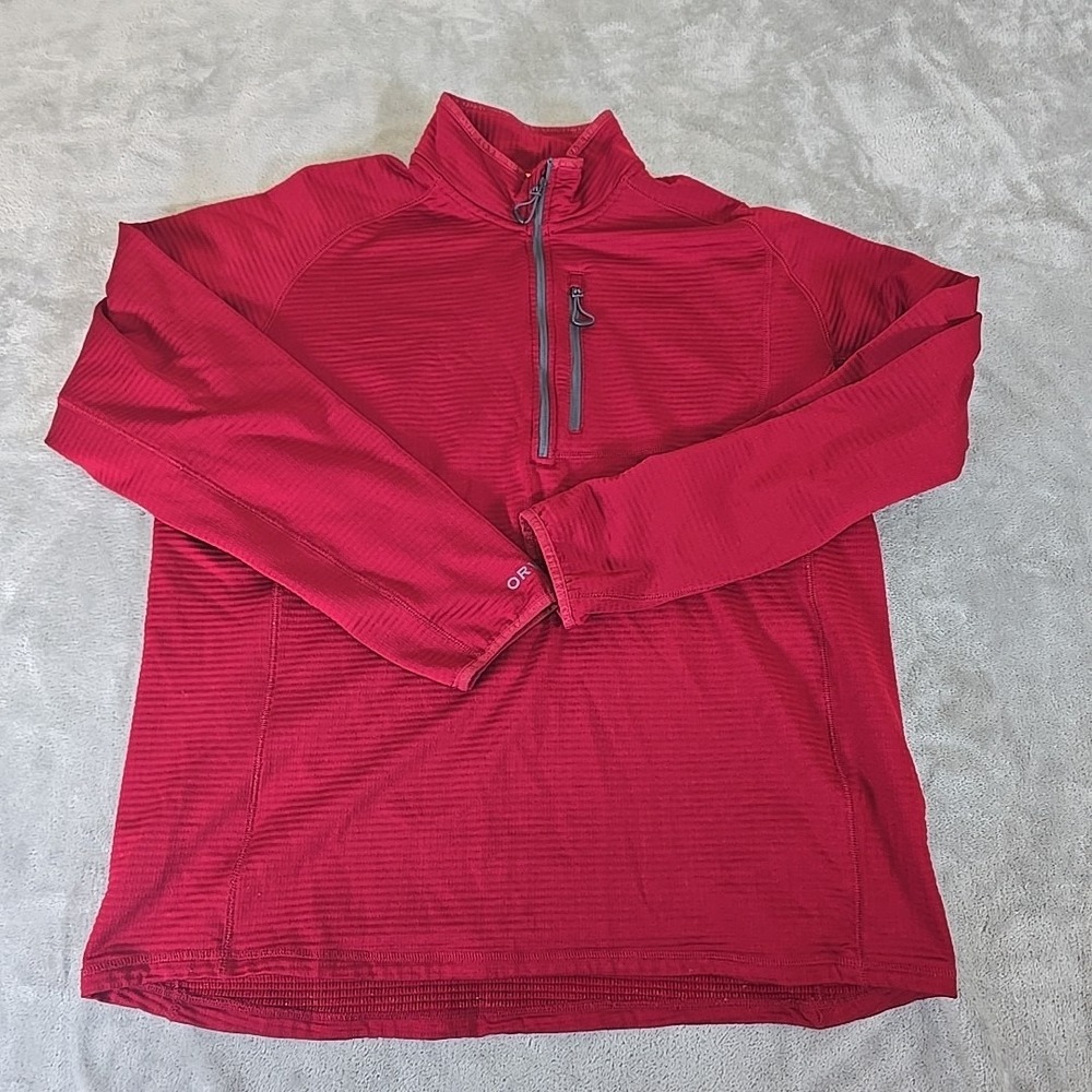 Orvis‎ Fleece Mens Large Red 1/4 Zip Pullover Outdoors Gorpcore Cabincore Casual